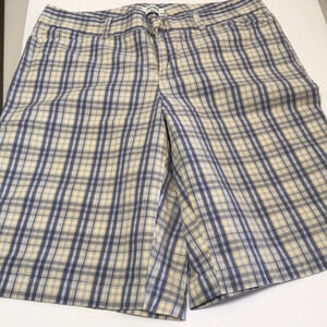 Dockers blue and yellow plaid Bermuda shorts